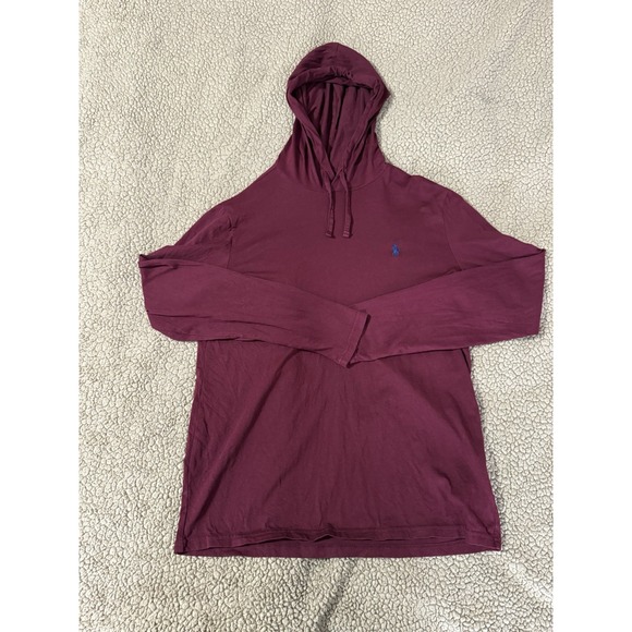 Polo Ralph Lauren Other - Polo Ralph Lauren Shirt Men Medium Maroon Blue Tee Hoodie Pullover Lightweight
